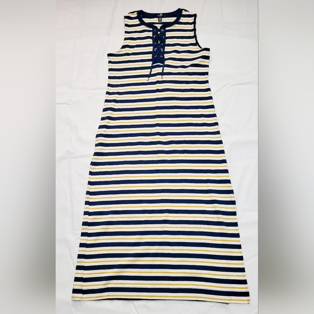 Champs Vintage Sleeveless Lace Maxi T-Shirt Dress Striped Size M Stretch